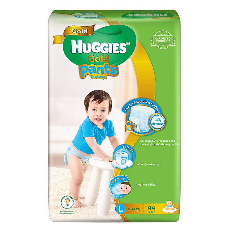 Tã Quần Nhập Khẩu Cao Cấp Huggies Gold Bé Trai Gói Đại L44 (44 Miếng)