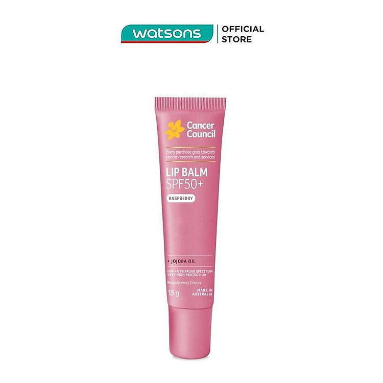 Son Dưỡng Chống Nắng Có Màu Cancer Council Lip Balm Raspberry SPF50+ 15g