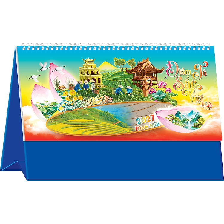Lịch Tết 2027 - Lịch Bàn Chữ A Ngang (12x25) Nhiều Chủ Đề
