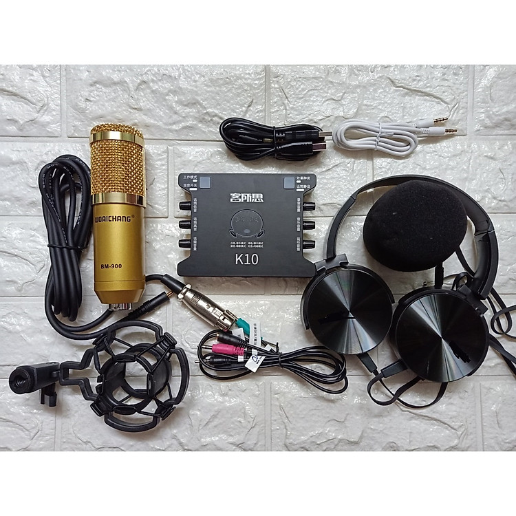 Bộ hát karaoke live stream XOX K10 micro Woaichang BM 900 hàng chính hãng tặng thêm tai phone