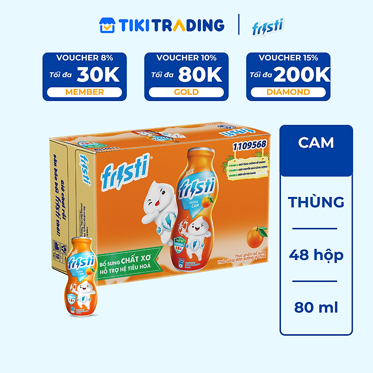 Thùng 48 chai sữa chua uống hương cam Fristi 80ml