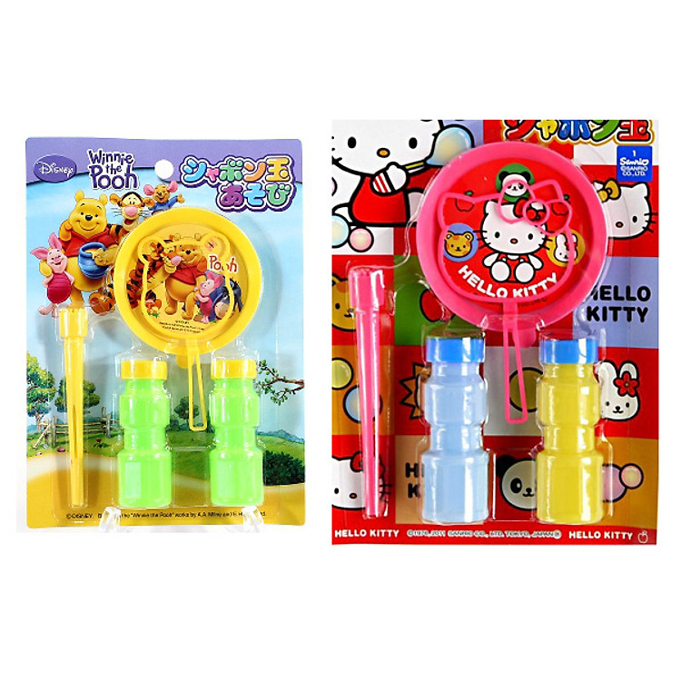 Combo Bộ thổi bong bóng xà phòng Pooh + Kitty nội địa Nhật Bản