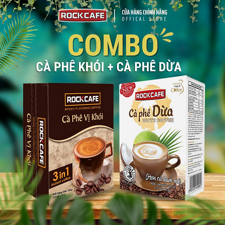 [CB] 2 hộp: Cà phê Dừa + Cà phê Khói (Hộp 12 gói x 20 gram)