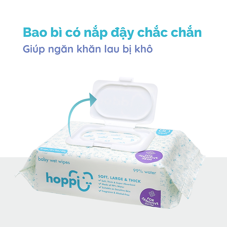 Khăn giấy ướt Hoppi cho bé 5x20 Giá rẻ - Hình ảnh 4