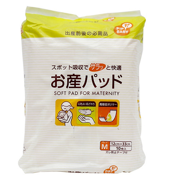 Miếng Lót Sản Phụ Pip Baby Size M , Bịch 10 Miếng ( 12cm x 33cm , dùng sau khi sinh)