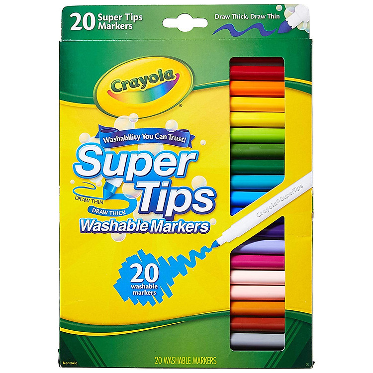BÚT LÔNG TÔ MÀU NÉT MẢNH & DÀY CRAYOLA 20 CÂY ( CÓ THỂ RỬA ĐƯỢC )
