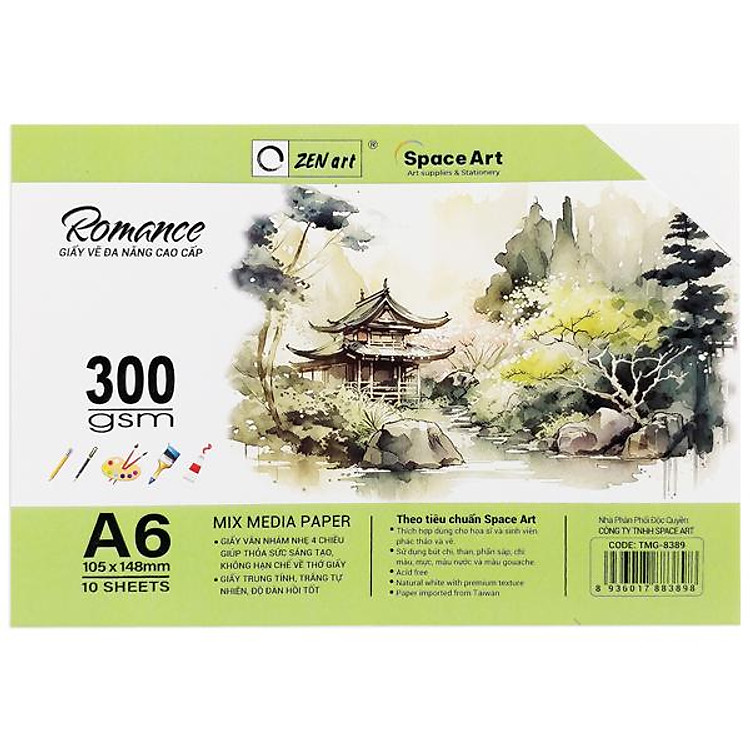 Giấy Vẽ Đa Năng Romance A6 300gsm (10 tờ)