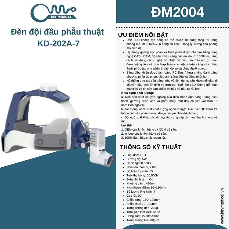Đèn đội đầu phẫu thuật KD-202A-7