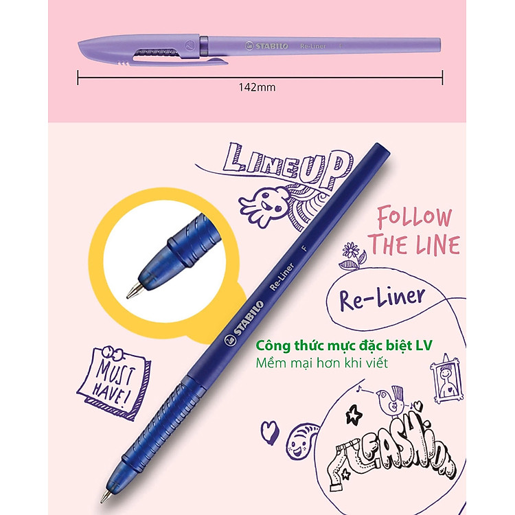 Bút Bi Stabilo Re-Liner BP868F 0.7mm (Đen - Đỏ) - Ảnh 4