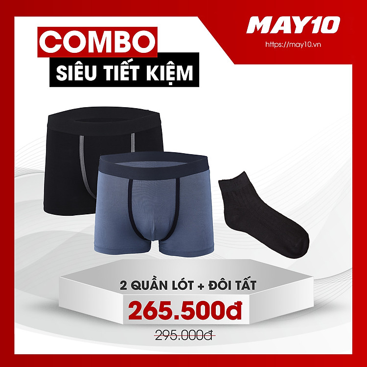 COMBO SIÊU TIẾT KIỆM 2 QUẦN LÓT NAM MAY 10 + 1 ĐÔI TẤT CỔ CAO NAM (QUẦN + TẤT GIAO MÀU NGẪU NHIÊN)