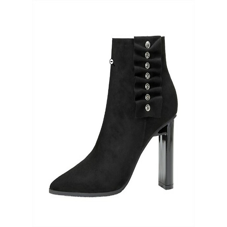 Giày boot nữ cao gót da lộn phong cách Hàn Quốc cao 9.5cm B144
