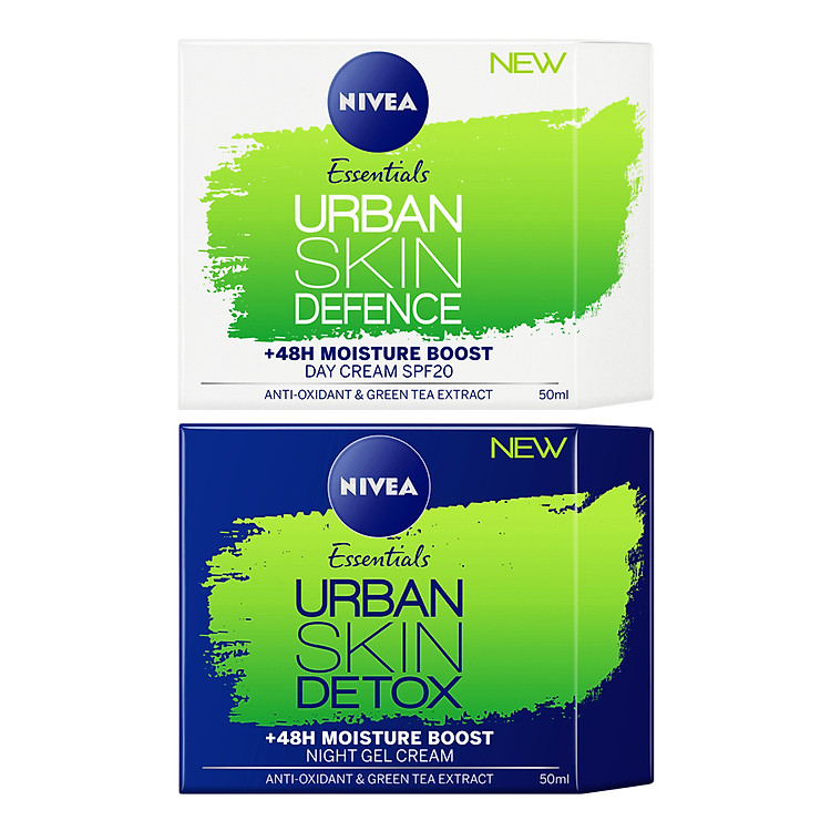 Kem Dưỡng Ẩm Và Bảo Vệ Da Nivea Urban Skin Defence (50ml) + Kem Dưỡng Ẩm Nivea Essentials Urban Skin Detox (50ml)