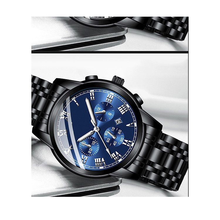 Đồng Hồ Nam Dây Thép Không Gỉ Cao Cấp Dây Đen F505