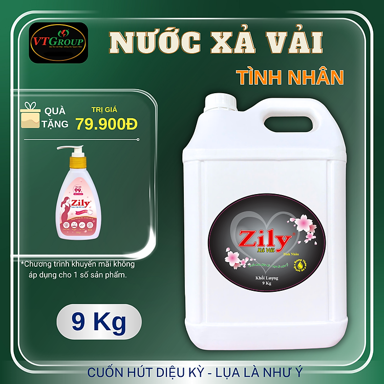 Nước Xả Vải Zily Can 9Kg - Tặng 1 Nước giặt đồ lót Zily 200gr