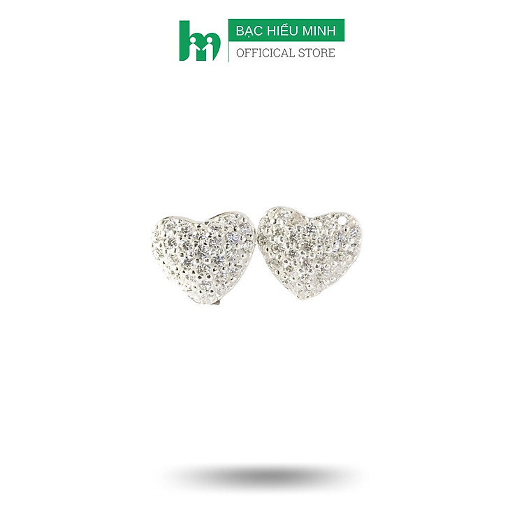 Bông Tai Khuyên Tai Bạc 925 Trái Tim Đính Đá BẠC HIỂU MINH HT359