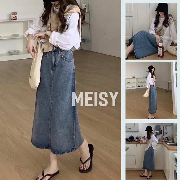 Chân Váy Jean Bò Xẻ Tà (Meisy)