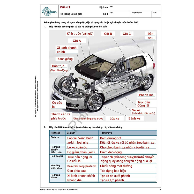 Kỹ Thuật Ô Tô Và Xe Máy Hiện Đại - Bài Tập Có Lời Giải - Phần 1-4 - Ảnh 5