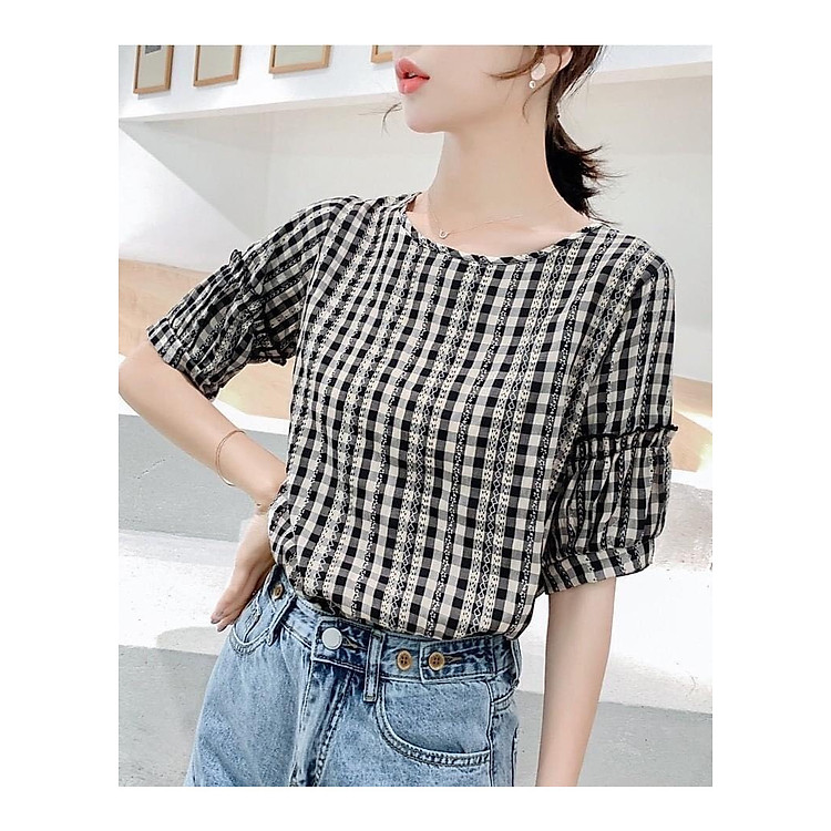 ÁO KIỂU NỮ SỌC CARO XINH ĐẸP