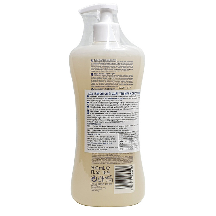 Sữa Tắm Gội Chicco Baby Moments 500ml Chính hãng Giá rẻ - Hình ảnh 3