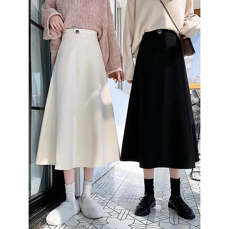 Chân Váy Dài Ulzzang Xinh- Chân Váy Nữ 1 cúc 1018
