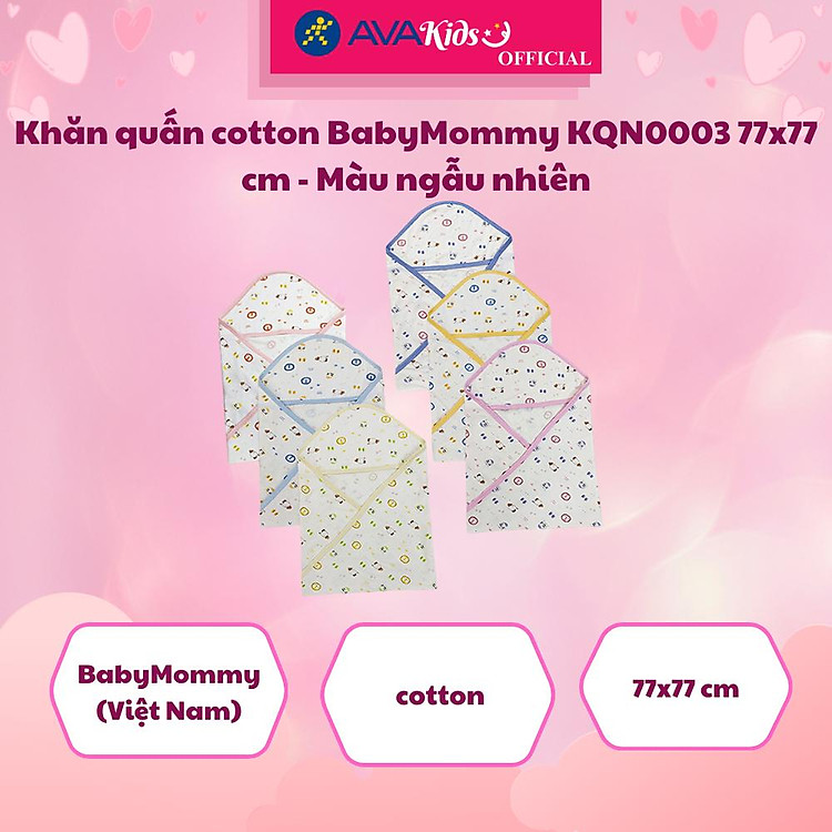 Khăn quấn cotton BabyMommy KQN0003 77x77 cm - Màu ngẫu nhiên