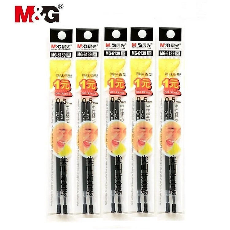Set 5 bút gel nước M&G GP1150 mực đen ngòi 0.5mm I Bút 1150 có ruột thay thế 6139