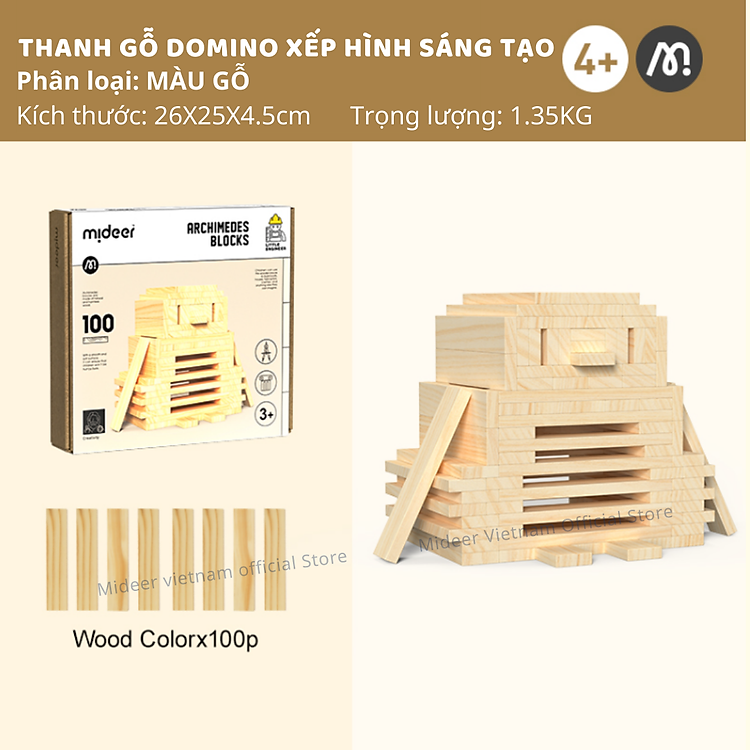 Mua Thanh gỗ Domino xếp hình Mideer cho bé Chính hãng Tiết kiệm - Hình ảnh 3