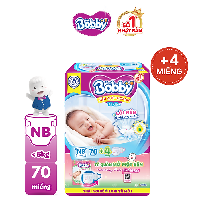 Tã dán sơ sinh Bobby mềm khô Chính hãng Giá tốt