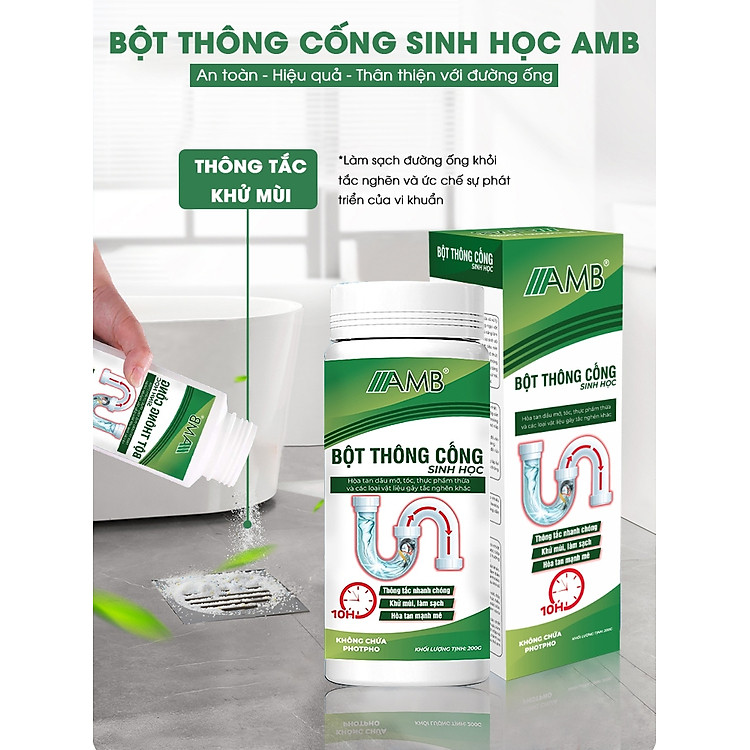 Bột thông cống sinh học AMB, Viện Hàn lâm khoa học Việt Nam thông tác cống, đường ống bồn rửa bát, rửa mặt