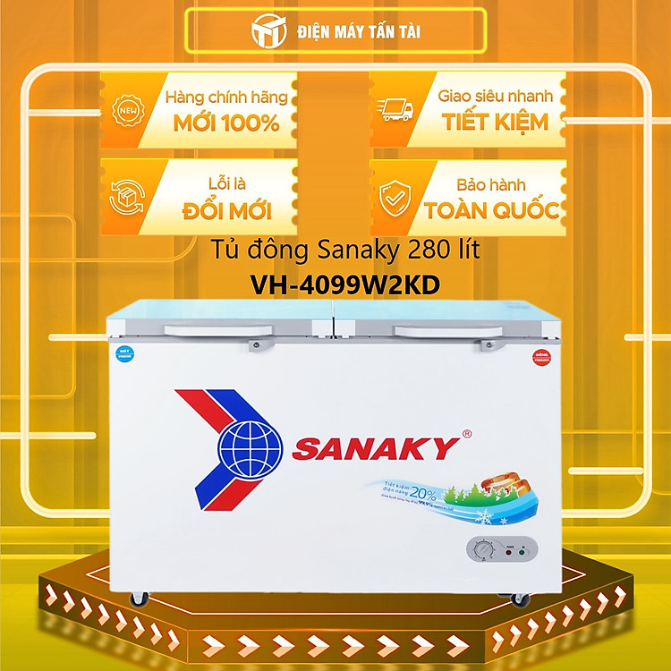 TỦ ĐÔNG MÁT SANAKY 300 LÍT VH-4099W2KD ĐỒNG (R600A) (KÍNH CƯỜNG LỰC) - HÀNG CHÍNH HÃNG