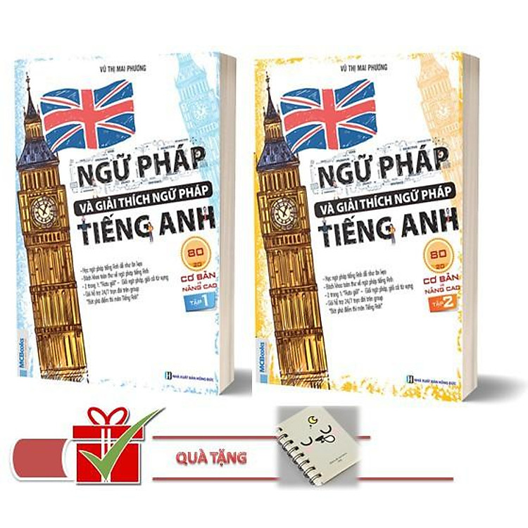 Combo Ngữ Pháp và Giải Thích Ngữ Pháp Tiếng Anh Cơ Bản và Nâng Cao 80/20 Tập 1 2 ( tặng sổ tay +bookmark ngẫu nhiên)