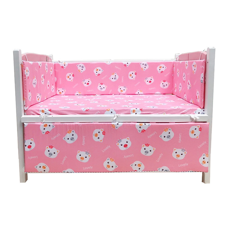 Bộ quây cũi 4 tấm và ga vải bọc đệm cũi cho bé GoldCat