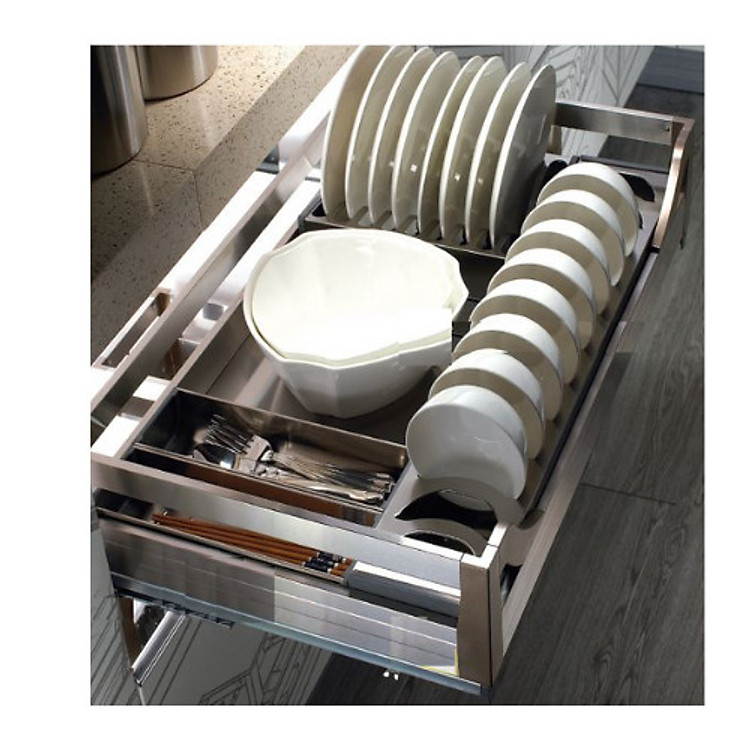 Giá bát đĩa hộp âm tủ ray giảm chấn EUROGOLD (EU133) -Hàng chính hãng