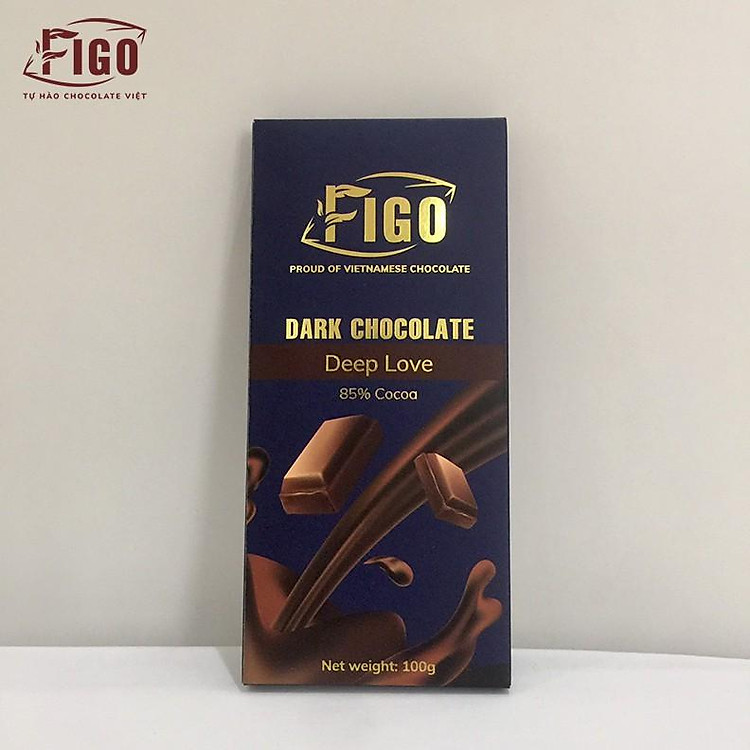 Socola đen nguyên chất 85% Cacao ít đường Thanh 100gr | Dark Chocolate 85% Cacao Figo Ăn kiêng, Giảm cân