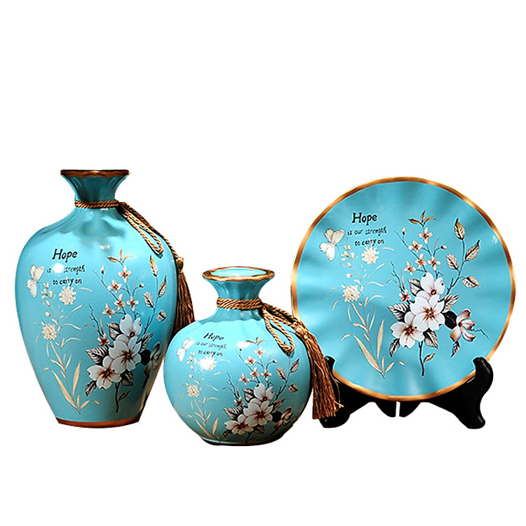 Bộ lục bình tranh đĩa hoa anh đào 25cm