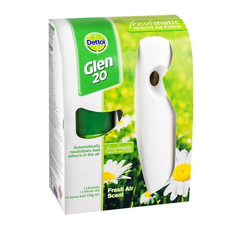 Bình Xịt Diệt Khuẩn Dettol Glen 20 Freshmatic Refill Fresh Air Scent Tặng Kèm Máy Khuếch Tán Tự Động 174g của Úc