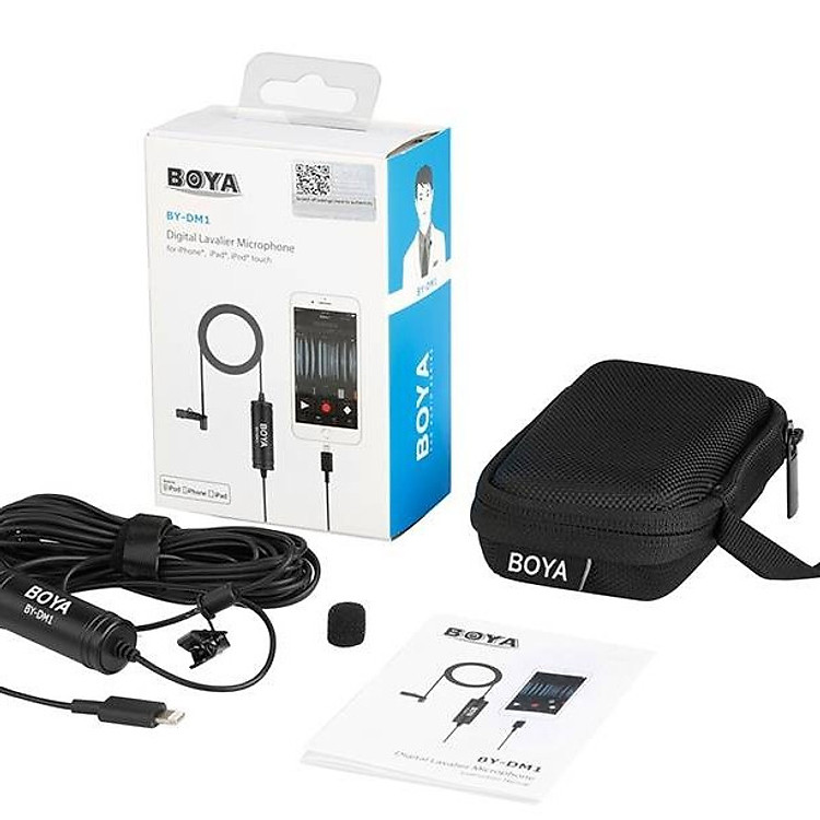 Micro thu âm cài áo BOYA BY-DM1 cổng Lightning cho Iphone Ipad