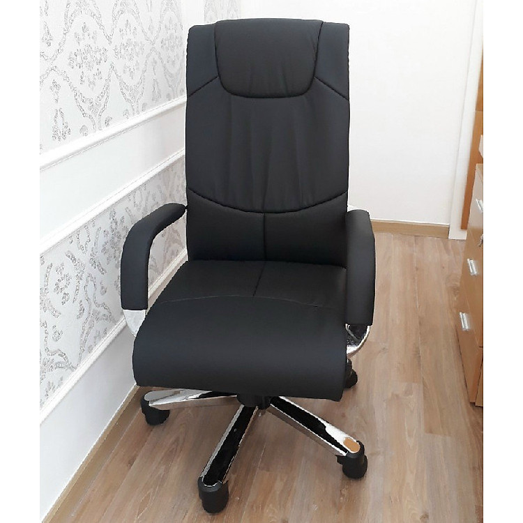 Ghế giám đốc đẹp bọc da ( màu đen / màu kem ) CM4199-P chân xoay hiện đại cao cấp nhập khẩu nệm PVC cao cấp / Ghế làm viêc dành cho Sếp hàng cao cấp phong cách sang trọng ở HCM