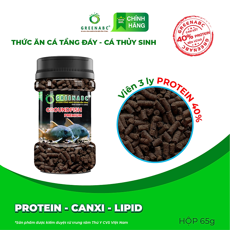 Thức ăn Cá Tầng Đáy, cá Chuột, ... Protein 40, tăng size, tăng màu - Hộp 65g