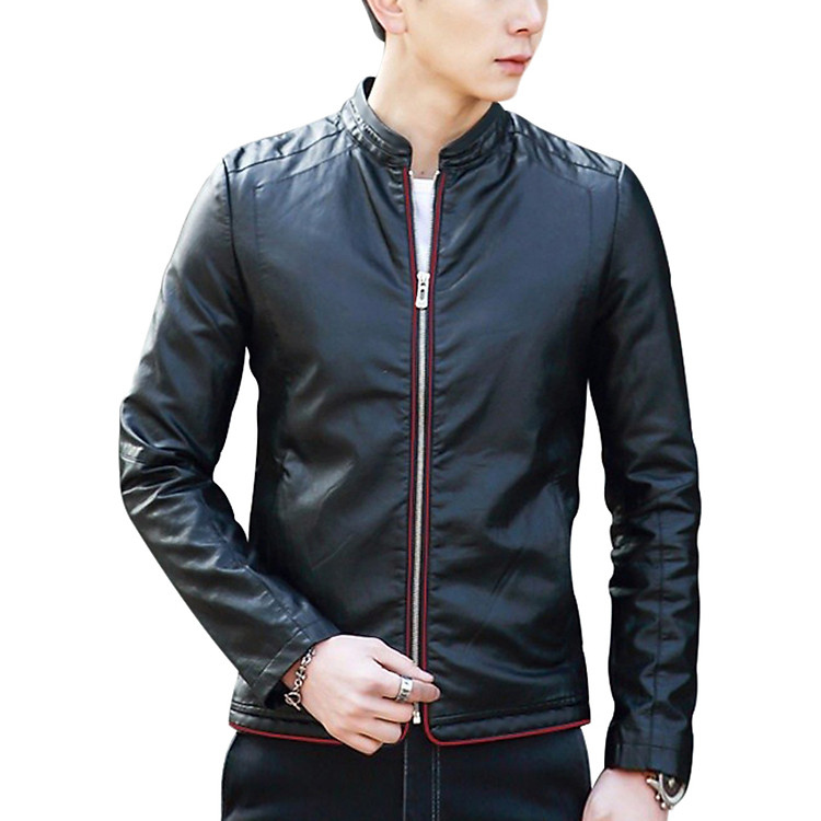 Áo Khoác Da Nam Phối Viền Màu