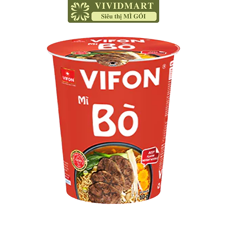 VIFON - Mì ly Vifon hương vị Bò, Vifon mì ly bò Vifon, Mì bò Vifon ly, Vifon Mì ly ăn liền Vifon (60g/ly)