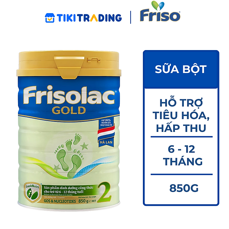 Sữa Bột Frisolac Gold 2 850g Dành Cho Trẻ Từ 6 - 12 Tháng Tuổi
