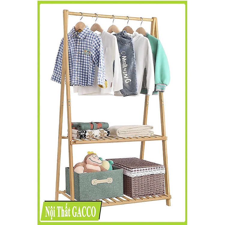 Kệ Chữ A 2 Tầng Gỗ Tự Nhiên - Giá Treo Quần Áo - Nội Thất Phòng Ngủ Lắp Ráp Gacco