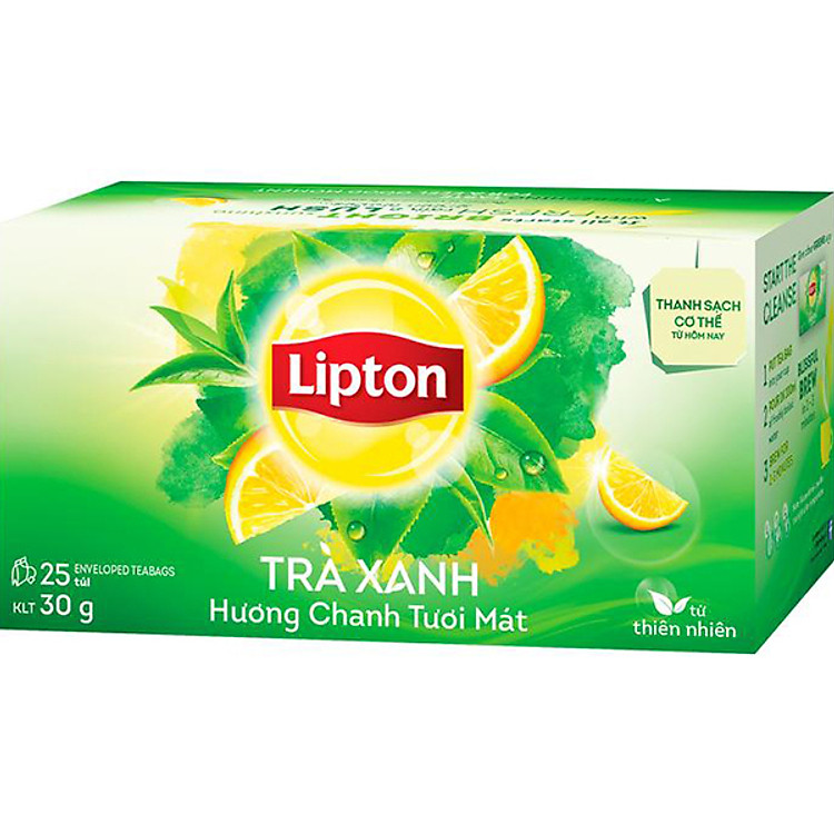 Hộp 25 Gói Lipton Trà Xanh Hương Chanh (Gói 1.2g)
