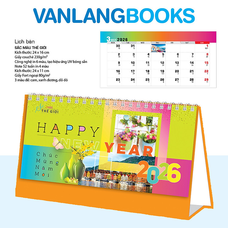 Lịch Bàn 2026 Vanlangbooks - Sắc Màu Thế Giới (VLLB09B)