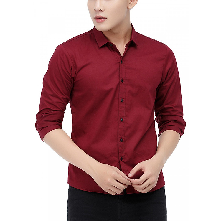 Áo sơ mi nam màu đỏ đô