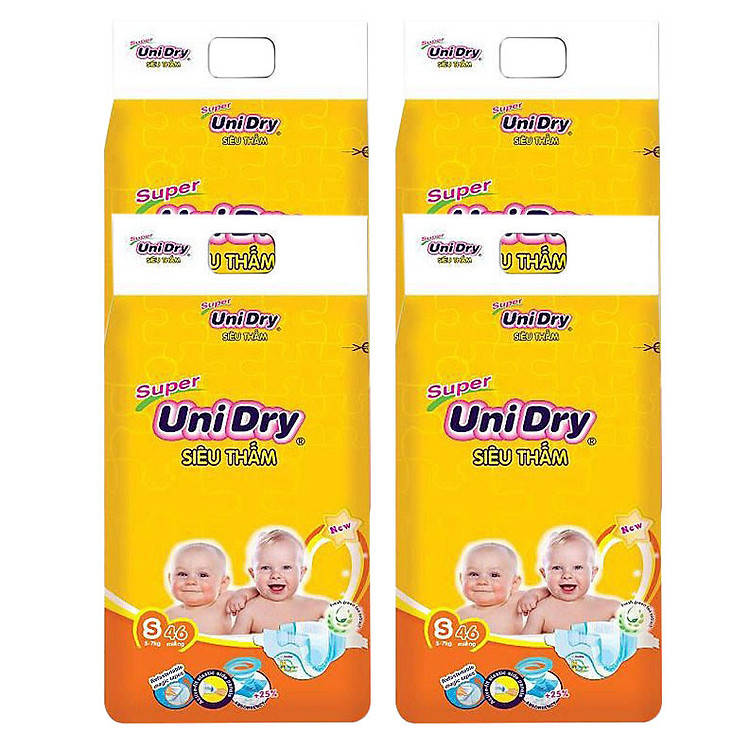 Combo 4 Tã Dán UniDry Super Gói Đại S46 (46 Miếng)