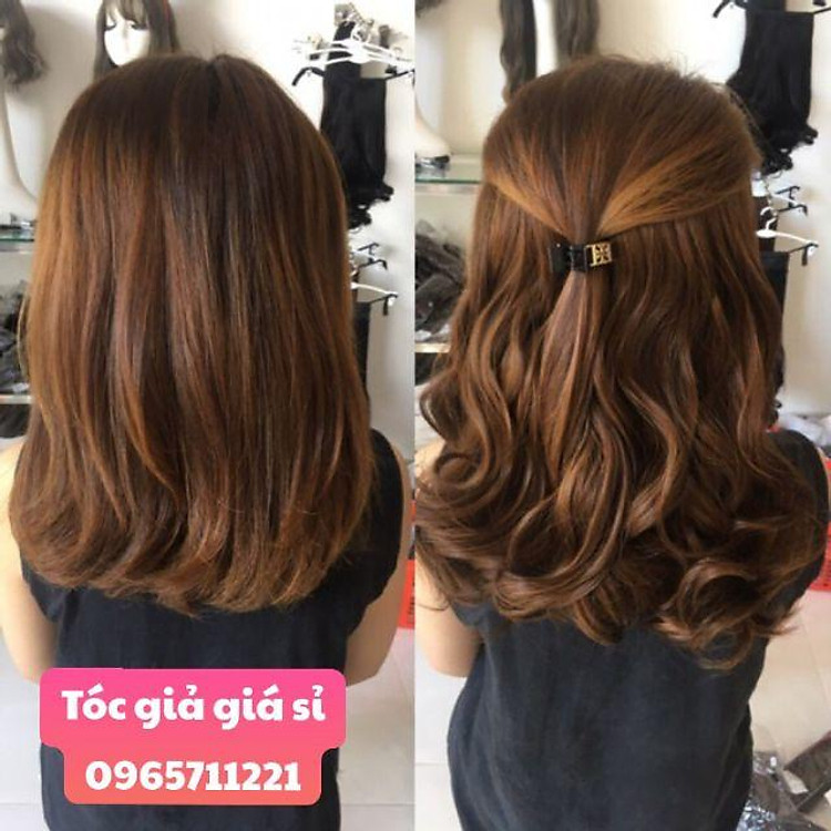 Tóc giả nữ kẹp cao cấp ️️ ️️ kẹp nửa đầu xoăn ngắn kèm mẫu thật shop