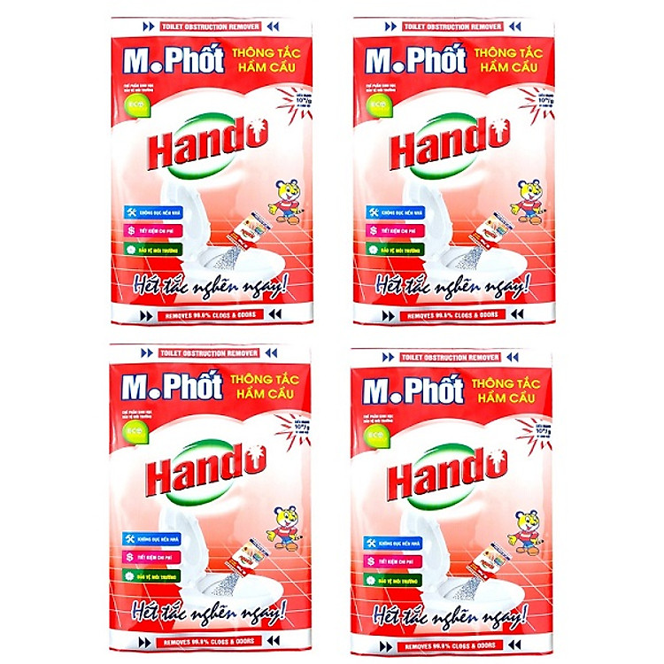 Bộ 4 gói bột thông tắc hầm cầu M. phốt 200g Hando