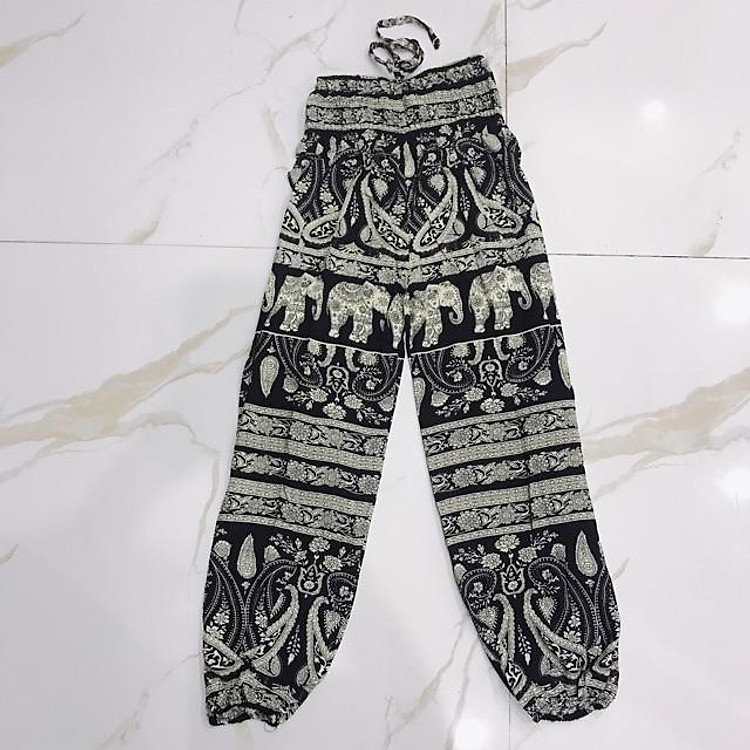 Quần lanh thổ cẩm dài alibaba loại đẹp họa tiết ngẫu nhiên